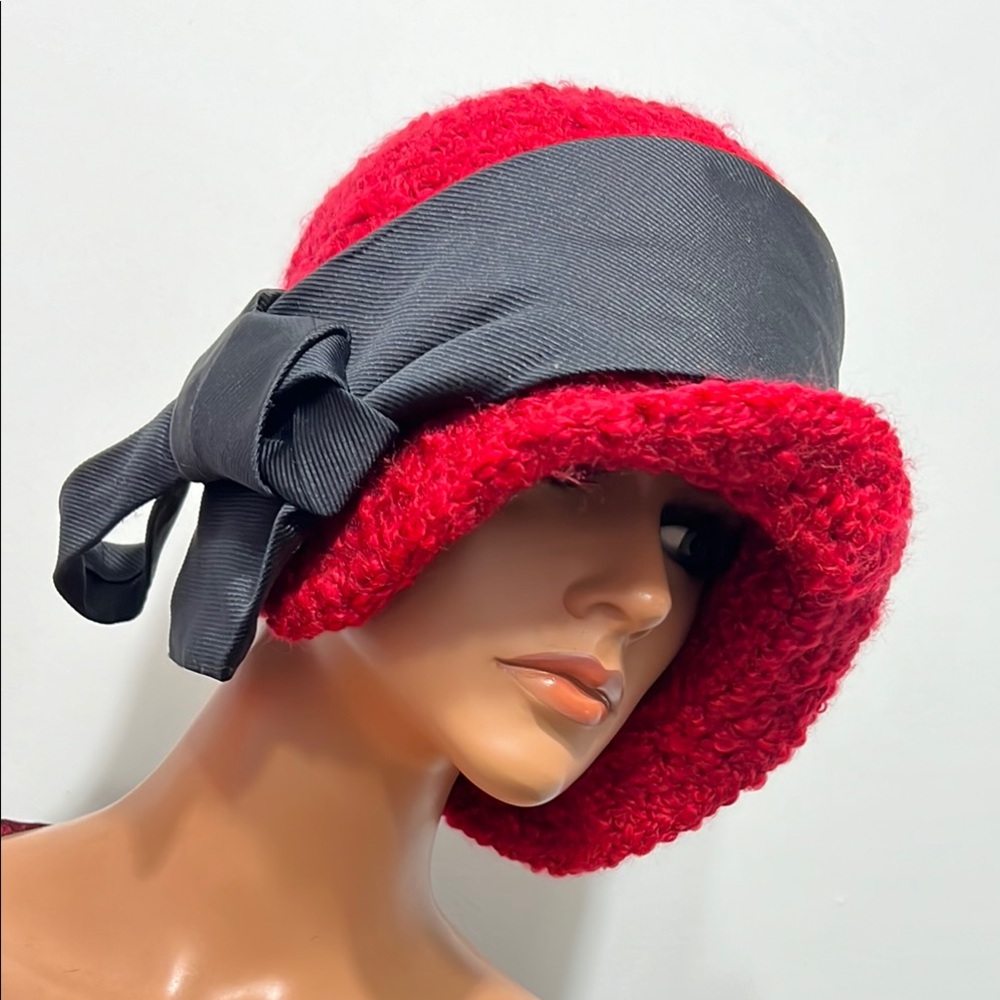 Elegant Red and Black Women's Hat